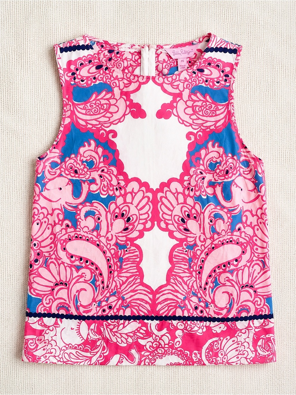 Sleeveless Pink & Blue Paisley Print Top
